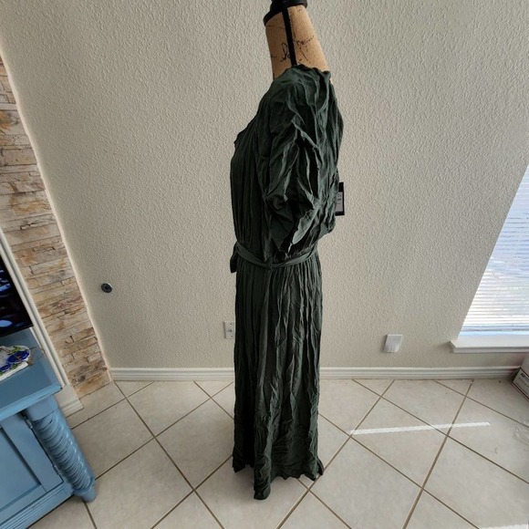 NORDSTROM CITY Chic hunter green boho off shoulder maxi dress plus size 18 - Picture 3 of 8